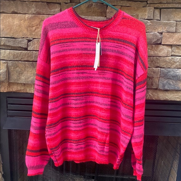 RD Style Sweaters - NWT RD Style red pink crew neck sweater NWT striped cozy colorful